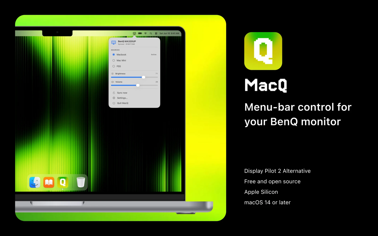 MacQ, menu bar control