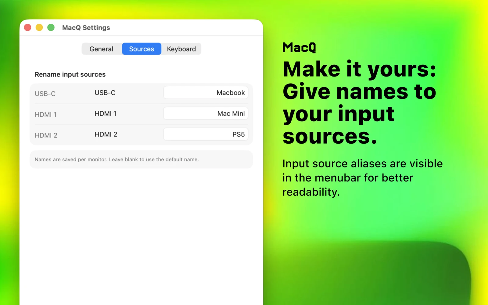 MacQ, renaming input sources