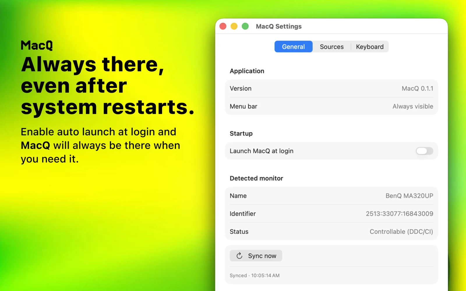 MacQ, launch at login